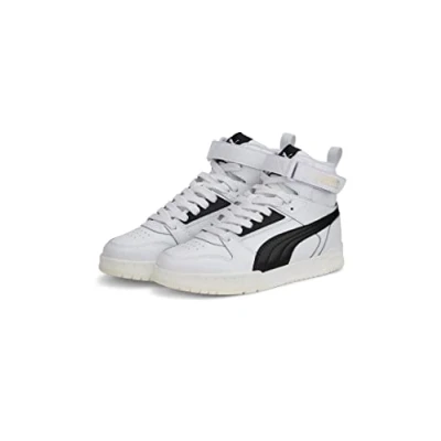 Image of PUMA RBD Game Jr Sneaker, White Black Team Gold, 5.5 UK