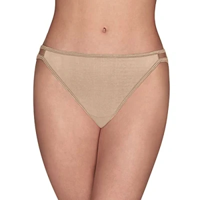 Image of Vanity Fair Women&#039;s Illumination String Bikini Panty 18108 Style Underwear, Rose Beige, S