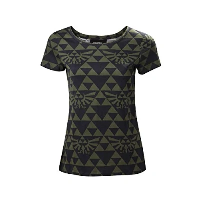 Image of Bioworld The Legend of Zelda Green Black Hyrule Women&#039;s T Shirt Maat XL