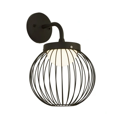 Image of Cabin Outdoor Wall Lamp Black Metal &amp; Opal Polycarb