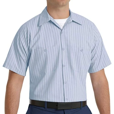 Image of Red Kap Men&#039;s Industrial Stripe Work Shirt Multi Medium