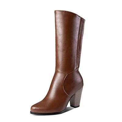 Image of CuteFlats Women Mid Calf Boots with Block Heel