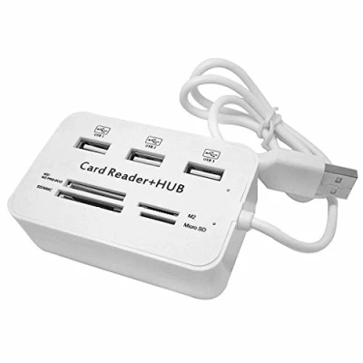 Image of ERCENTURY Card Reader and 3 Ports Usb Hub, High Speed External Memory (MS, Micro SD,SD/MMC,M2,TF Card) (USB 2.0)