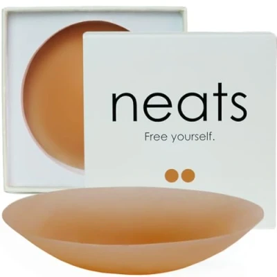 Image of NEATS Nipple Covers for Women, Reusable &amp; Hypoallergenic Silicone Pasties, Adhesive Breast Petals (Almond, 8cm)