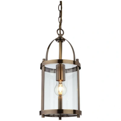 Image of Imperial 1 Light Round Ceiling Pendant Lantern Antique Brass, E27