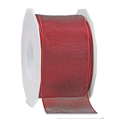 Image of Präsent Four Seasons Organza Wired Edge Ribbon Bordeaux 60 mm Width, 25 m Length