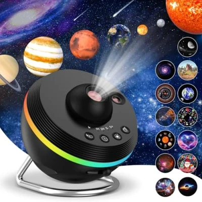 Image of ALLOMN 13 in 1 Galaxy Projector for Bedroom, Planetarium Star with Film Discs &amp; 6 RGB Light Effects, Starry Sky Night Timer Adults Kids Birthday Gift