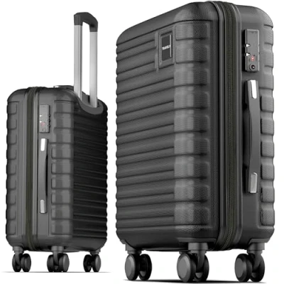 Image of Travely Carry On Luggage 36L, Moonstone Grey 55 x 40 20 cm Suitcase with Soft Wheels &amp; TSA Lock, Suitable for Ryanair, Lufthansa, Eurowings etc.