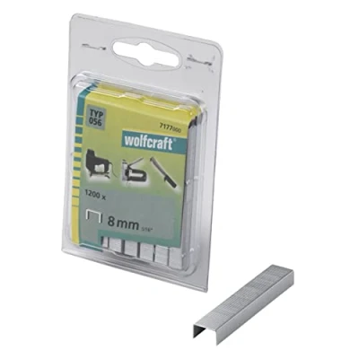 Image of wolfcraft 1,200 Broad Back Staples, Type 056, 8 mm I 7177000 Ideal for fastening fabric, textiles and thin strips of wood