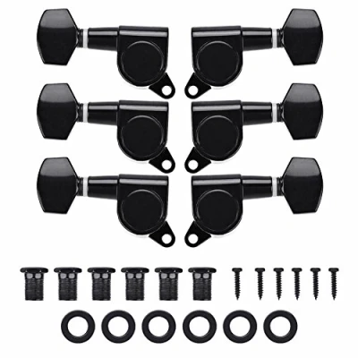 Image of 3L3R Guitar Tuning Pegs, Black Enclosed Locking Tuners Zinc Alloy Square Machine Heads …