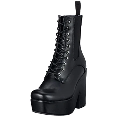 Image of LAMODA Women&#039;s Morning Stroll Ankle boot, Black PU, 6 UK