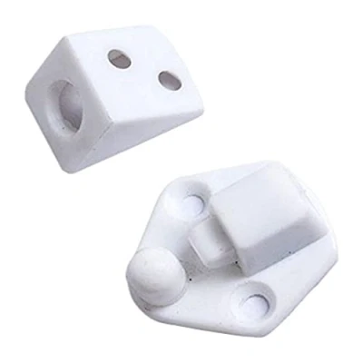 Image of Merriway BH04762 (4 Pcs) Peglock Style Cupboard Cabinet Door Catch, White Nylon Pack of 4 Pieces