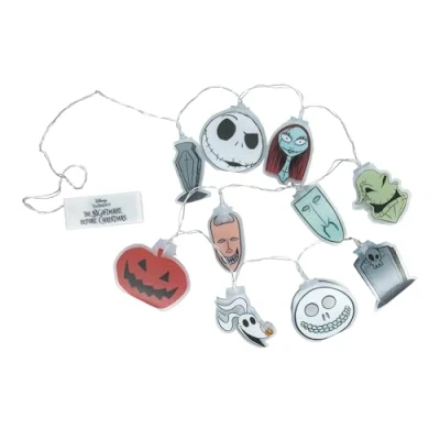 Image of Paladone Nightmare Before Christmas Officially Licensed String Lighting Decor, 10 LED Lights Featuring Jack Skellington, Sally, Zero &amp; Oogie Boogie