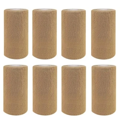 Image of 8 Rolls Self Adhesive Bandage, 4 inch Adherent Cohesive Bandages, 10cm x 4.5m Elastic Breathable Bandage Wrap for Finger, Sports and Stretch Athletic,Pet Vet Horse
