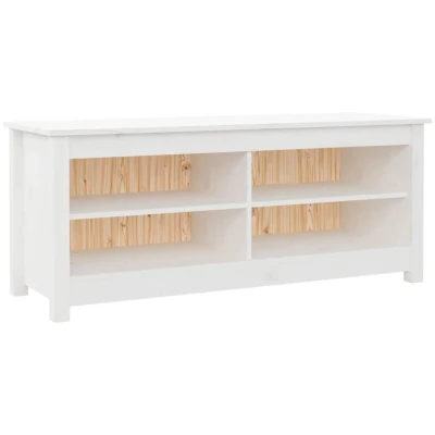 Image of vidaXL Shoe Bench White 110x38x45.5 cm Solid Wood Pine