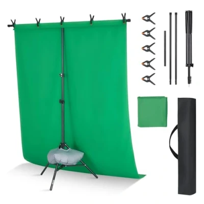 Image of VEVOR Backdrop Stand, 5 x 6.5 ft Adjustable Photo Stand Kit, Portable Background with 3 Crossbars, Heavy Duty Projector Screen for Wedding, Video Studio &amp; Party