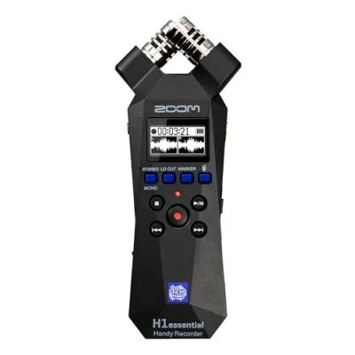 Image of Zoom H1essential Stereo Handy recorder (2024 Essential Series), 32 bit float technology, portable audio for music, podcast, film, video and content creation, control guide, black