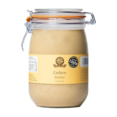 Image of Nutural World Crunchy Cashew Nut Butter (1kg) *** Reusable Glass Jar Great Taste Award Winner 100% Pure single ingredient