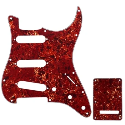 Image of Musiclily SSS Strat Pickguard and Back Plate Set for Fender USA/Mexican Standard Stratocaster Modern Style Electric Guitar, 4Ply Vintage Tortoise