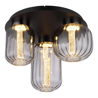 Image of Fluoro Shade Cluster Ceiling Light Matt Black 3x LED 3000K