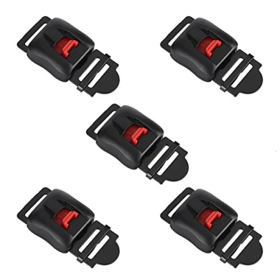 Image of 5Pcs Helmets Clip, Motorcycle Speed Clip Chin Strap Quick Release Disconnect Buckle Black + Red