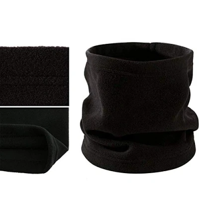 Image of Thermal Fleece NECK Warmer Mask Winter Snood Scarf Tube Cycling MOTORBIKE Ski Face Balaclava UK (BLACK SCARF)