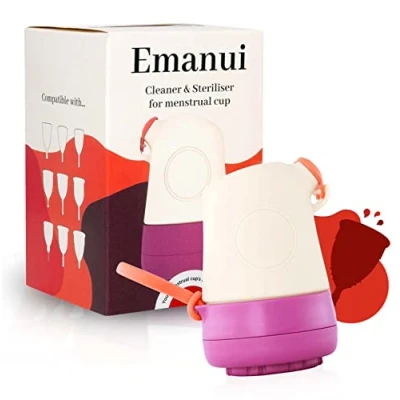 Image of EMANUI Portable Silicone Cleaner and Steriliser For Menstrual Cups Fast Discreet Easy Cleaning on The Go Safe Materials Thorough Sterilisation in Microwave All with Stem