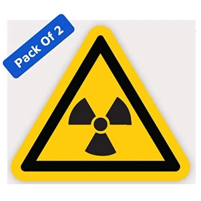 Image of Pack of 2 Radioactive sign Stickers(150 x 150 mm) with waterproof Hazard Safety Stickers #WN006 Limited