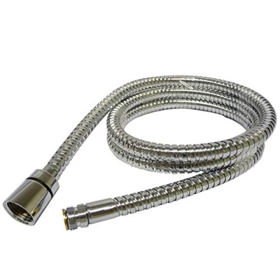 Image of 150cm 8mm Bore Stainless Steel Through Bath Shower Hose BH33 15mm Fine Thread Male to Std Head Connection