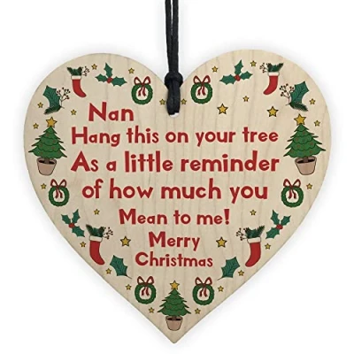 Image of RED OCEAN Christmas Tree Decoration For Nan Novelty Wooden Hanging Bauble Gift Nanny