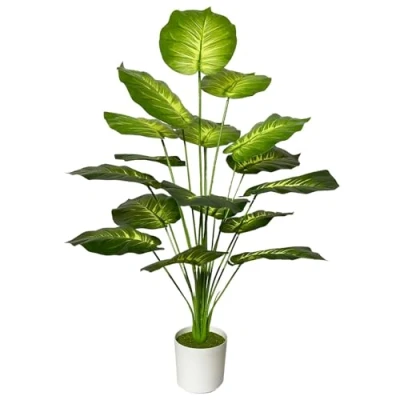 Image of AIVORIUY Artificial Plant in Pots Fake Plants Indoor Outdoor, Faux Potted Tree Tropical Palm Floor for Home Office Living Room Bedroom Decor Housewarming Gift (75cm Yellow Palm)