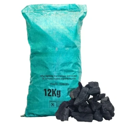 Image of AMOS Premium Hardwood Lumpwood Charcoal Restaurant Grade, Large 12kg Bag, Smokeless Barbecue Grill Fuel for Tandoori Ovens Barbecuing