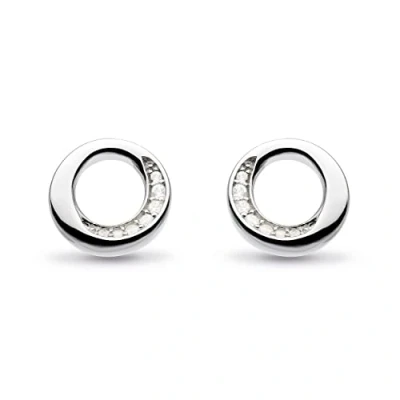 Image of Kit Heath Sterling Silver and Pavé Cubic Zirconia Bevel Cirque Stud Earrings