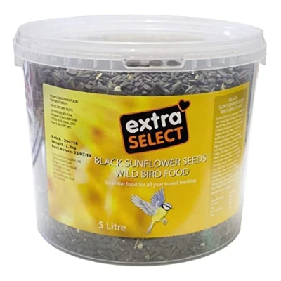 Image of Extra Select Black Sunflower Seed Wild Bird Food, 5 Litre Tub
