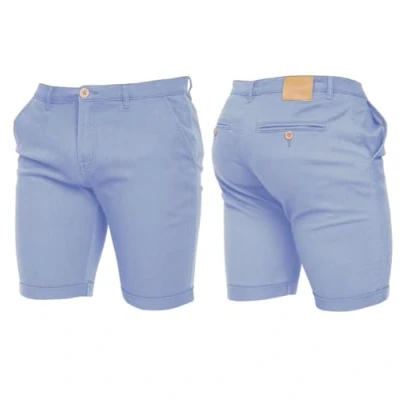 Image of Crosshatch Mens Stretch Slim Fit Chino Shorts with Pockets for Summer, Holiday, Golf by Jeanbase Pale Blue 40