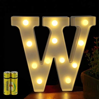Image of HONPHIER® Letter Lights Decorative LED Alphabet Marquee Decoration Light Up Sign Night Battery Operated for Birthday Party Wedding Receptions Holiday Bar Home Bedroom Bath Decor (W)