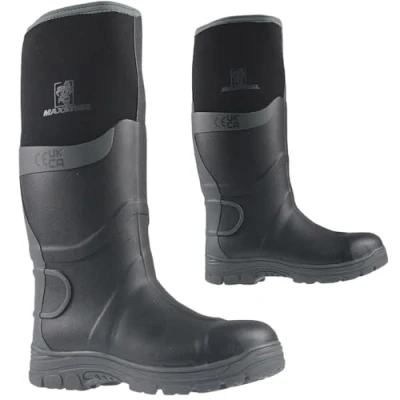 Image of MAXSTEEL Mens Safety Neoprene Wellington S5 Steel Toe Cap Waterproof Rigger Wellies Premium Boots (BLACK, UK Footwear Size System, Adult, Men, Numeric, Medium, 8)