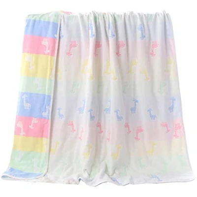 Image of Hayisugar Soft Baby Blankets 6 Layer Muslin Cloth 100% Cotton Kids Toddler Blanket Swaddle for Boys &amp; Girls, Deer, 150 x 200 cm