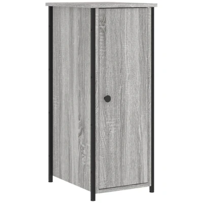 Image of vidaXL Bedside Cabinet in Grey Sonoma Industrial Style, Engineered Wood and Iron Material, Bedroom Side Table with Spacious Compartments