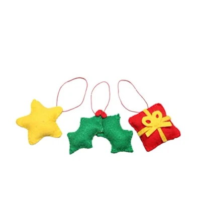 Image of Crafty You Me Christmas Decoration Felt Sewing Craft Kit (Star, Holly, Present), Make Your Own Xmas Tree Decorations, Made in UK