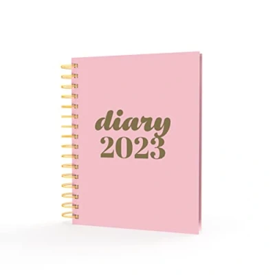 Image of Collins Scandi A5 Week to View 2023 Diary Pink (PW53.50 23) Complete Wirobound Planner, Agenda and Journal