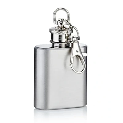 Image of Stainless Steel Hip Flask Keyring 1 oz / 30ml Mini Gift Idea for Him