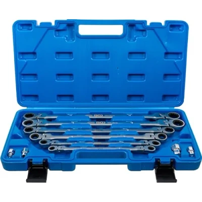 Image of BGS 1541 Double Swivel Head Ratchet Wrench Set 8 19 mm 10 pcs.