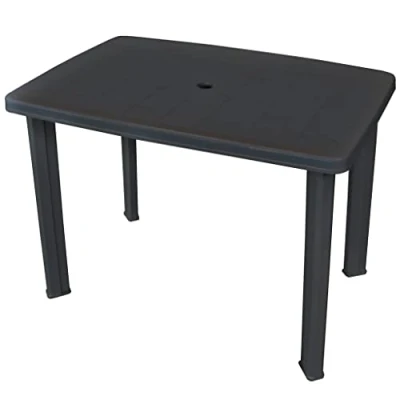 Image of vidaXL Garden Table Plastic Anthracite with Umbrella Hole Weather Resistant