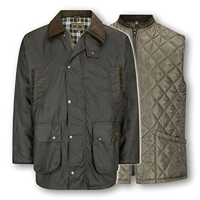 Image of WALKER AND HAWKES Men&#039;s Wax 3 in 1 Greendale Jacket Olive 3X Large