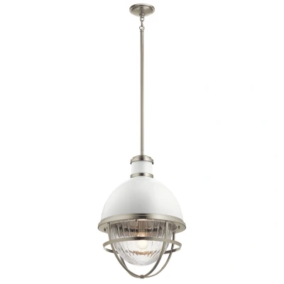 Image of Kichler Tollis Globe Pendant Ceiling Light Brushed Nickel &amp; White
