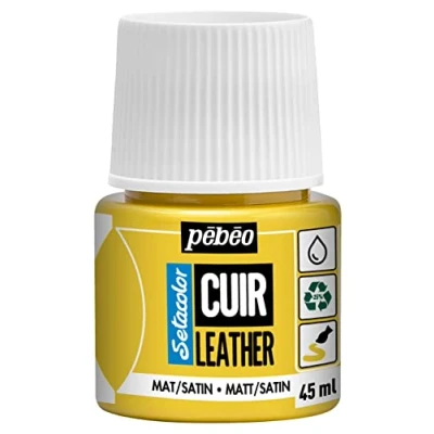 Image of PEBEO Setacolor Leather Acrylic Paint for and Leatherette Customization Bag, Shoe, Sneaker Resistance to scratches, folds, rubbing Matt/Satin finish Bright Yellow 45 ml