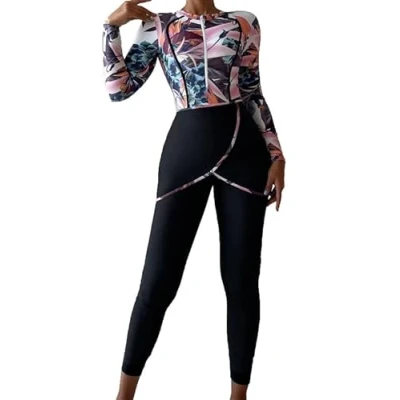 Image of kewing Muslim Swimwear 3 Piece Set Long Sleeve/Short Sleeve Burkini Modest Swimsuit Dubai Arab Beachwear