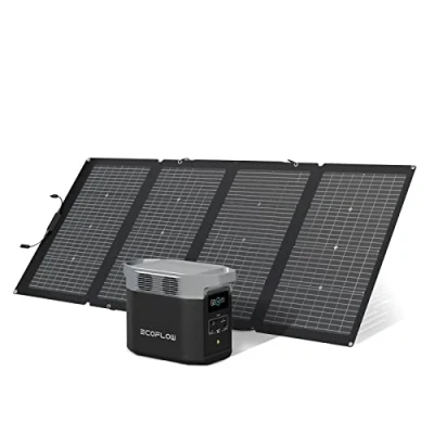 Image of EcoFlow DELTA 2 &amp; 220W Solar Panel Generator Bundle with 1 3kWh Expandable Capacity, LFP Battery, Fast Charging, Portable Power Station for Home Backup Power, Camping RVs (Renewed)
