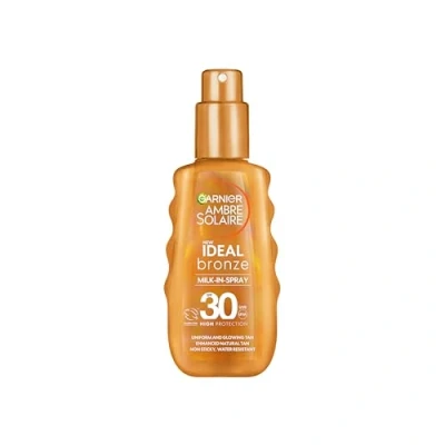 Image of Garnier Ambre Solaire Ideal Bronze Milk In Spray, with Vitamin E, High UV Protection SPF30 (150ml)